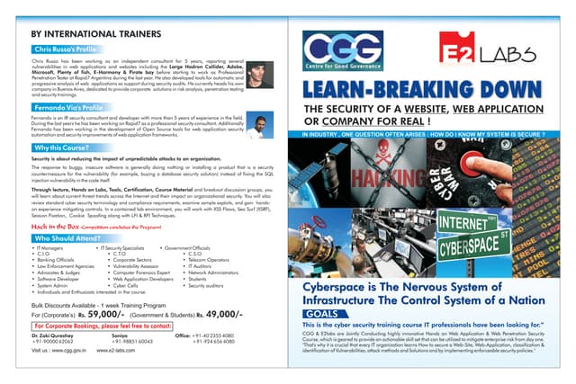 E2 Labs: ADVANCED PROGRAM ON: THE SECURITY OF A WEBSITE