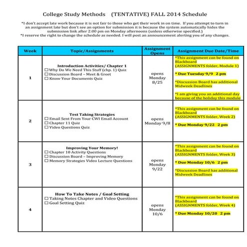 Course calendar fall 2014 stus   online