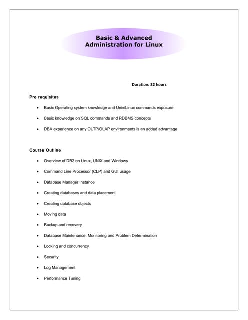 online training for IBM DB2 LUW UDB DBA