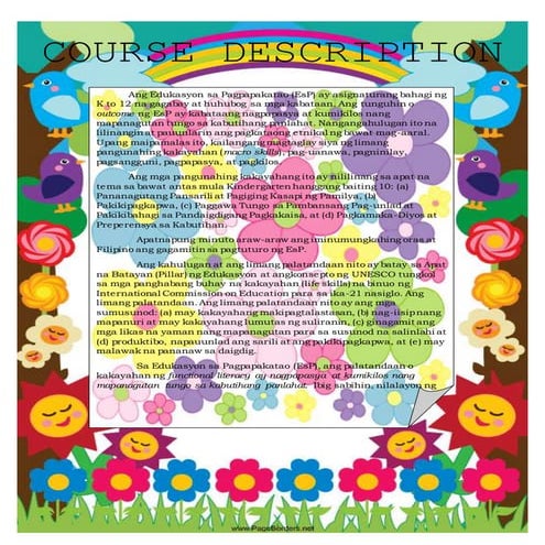 Course Desciption - Edukasyon sa Pagpapakatao (EsP)