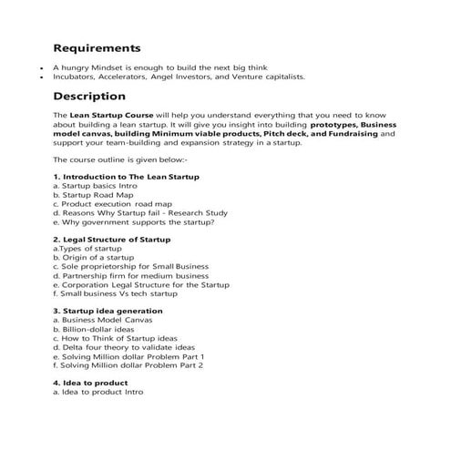 Course description &amp; content