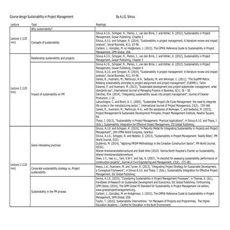 Course design sustainability in project management