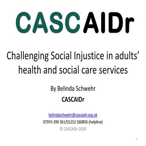 Challenging social injustice in adults' social health and care service