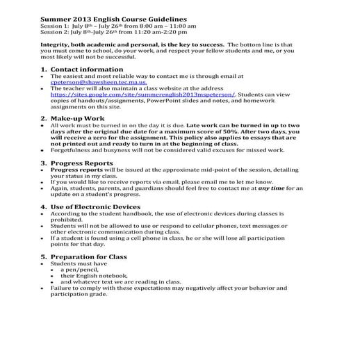 Course Guidelines/Expectations