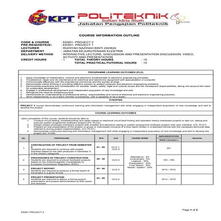 Course Information Outline EE601 