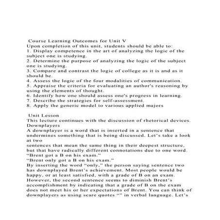  Course Learning Outcomes for Unit V  Upon completion of thi.docx