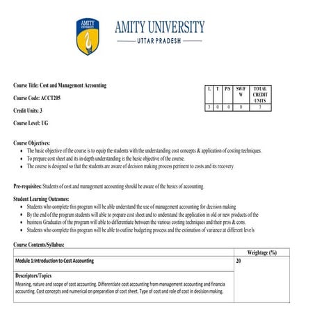 Comprehensive Cost and Management Accounting Course for Undergraduates ...