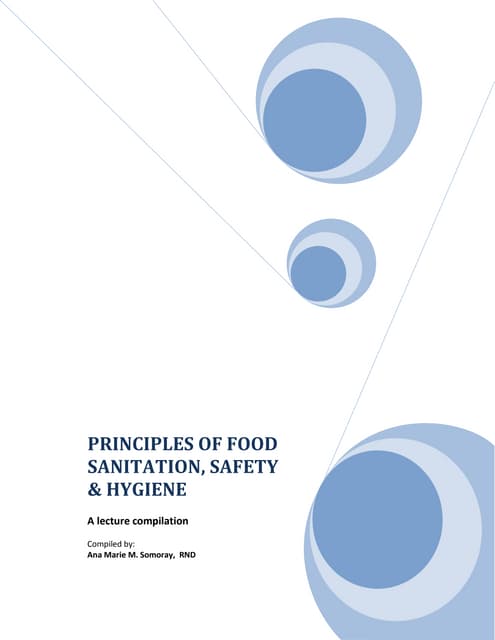 PRINCIPLES OF FOOD SANITATION, SAFETY & HYGIENE
