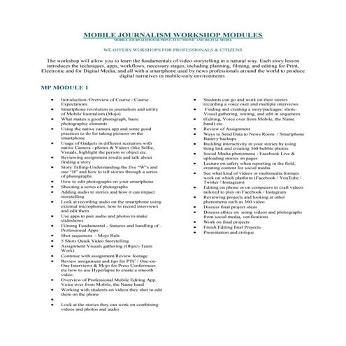 Mojo Pakistan Course modules