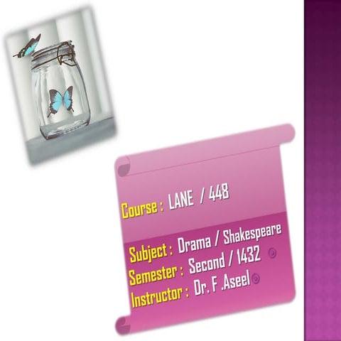 Course on shakespeare lane 448 introduction