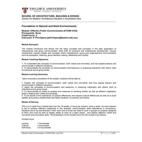Course outline | PDF