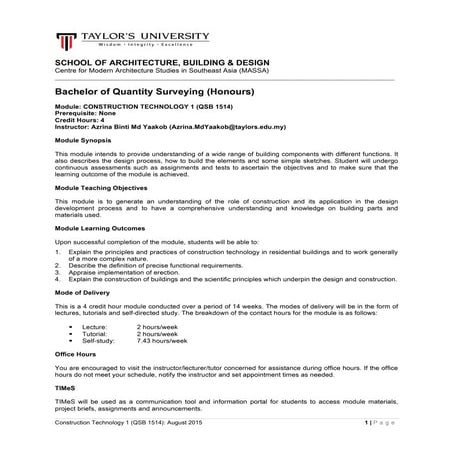 Construction Technology Course outline