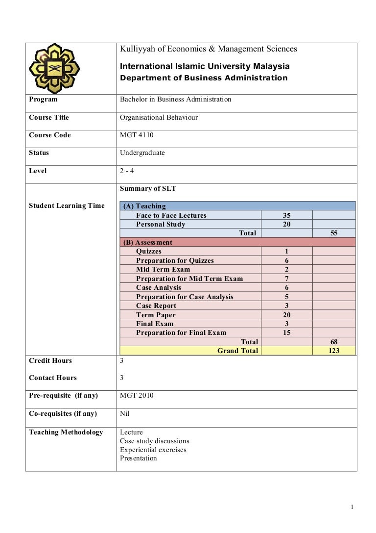 Learning outcomes of organizational behavior picture