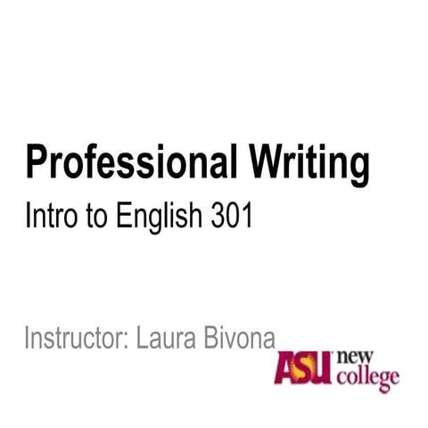 Course overview professional writing