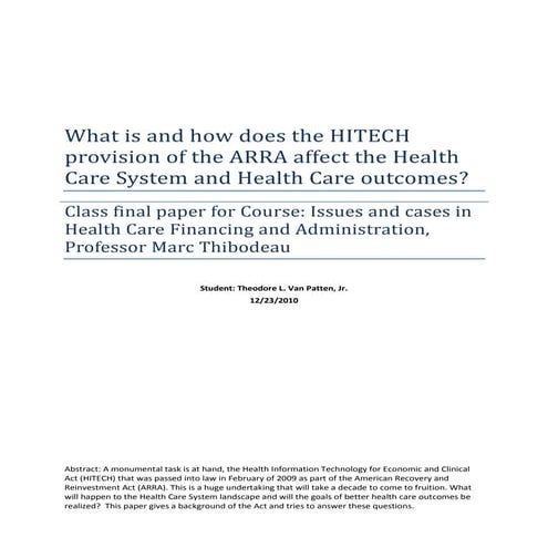 Course paper   hitech act and arra 2010