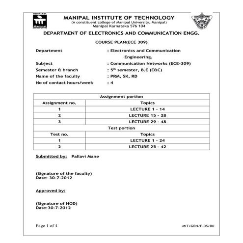 Course plan cnw 2012
