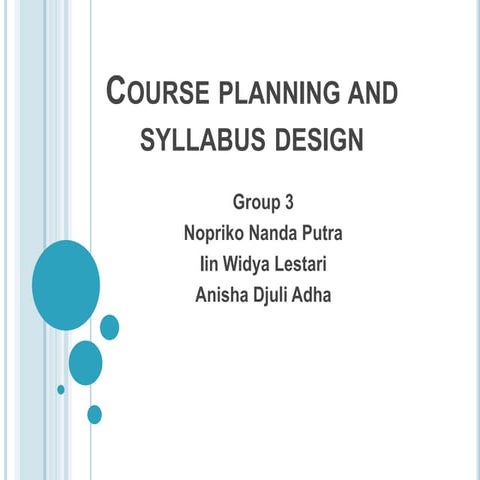 Course planning and syllabus design