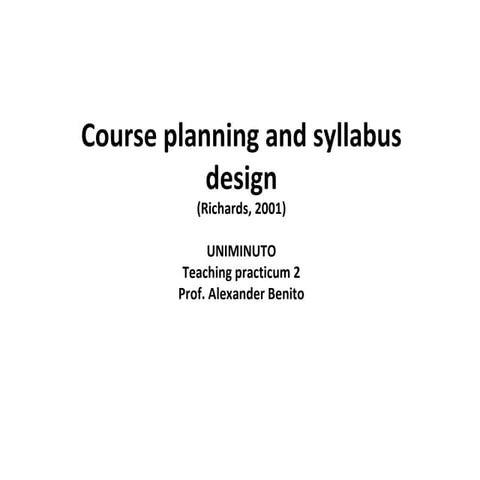 Course planning and syllabus design