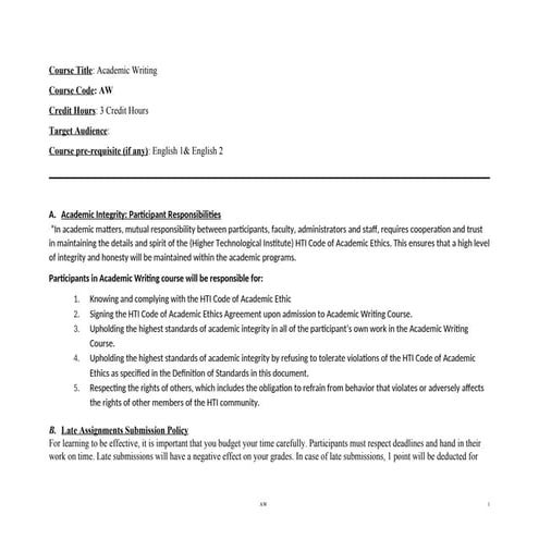 Course Policies for a writing coursedocx