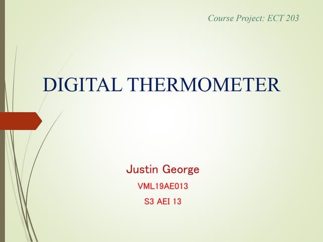 Digital Thermometer Arduino Based Abstract Details