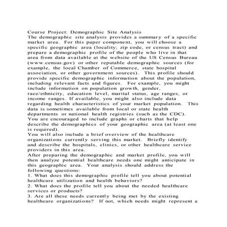 Course project demographic site analysis the demographic site an