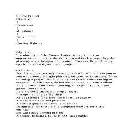 Course ProjectObjective  Guidelines  Milestones  De.docx