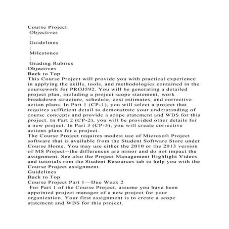 Course Project Objectives    Guidelines    Milestones .docx