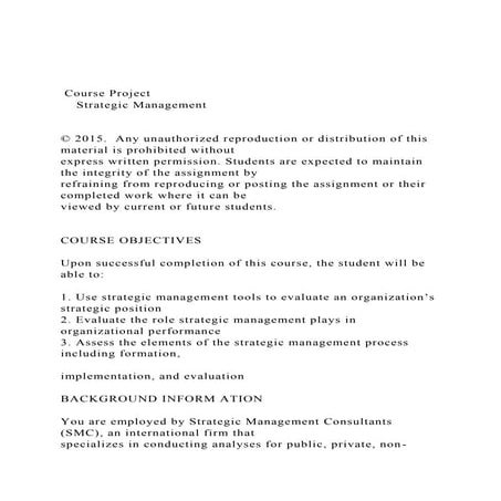  Course Project     Strategic Management © 2015.  Any .docx