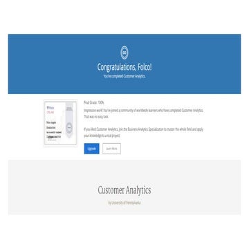 Coursera Business Analytics Specialization I - Customer Analytics | PDF