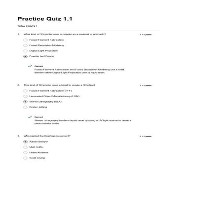 Coursera 3D Printing Hardware Questions and Answers 