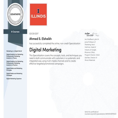 Digital Marketing: University of Illinois at Urbana-Champaign (Coursera Speci...