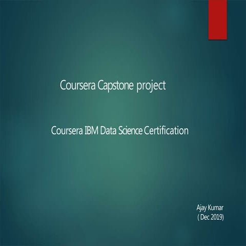 Coursera capstone report   ajay kumar ppt