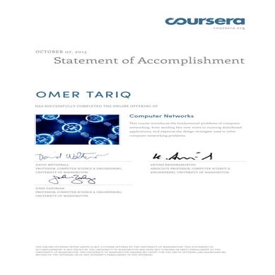 Coursera comnetworks 2014