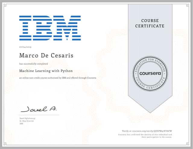 Certificate - Machine Learning with Python | PPT
