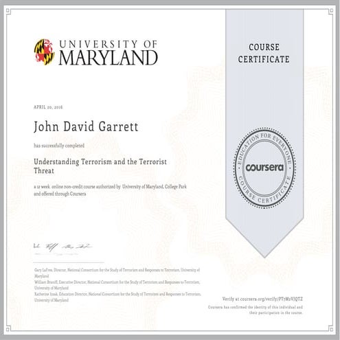 Coursera understanding terror 2016 | PDF