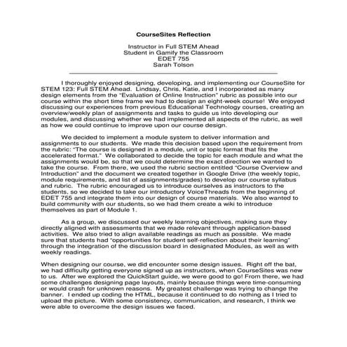 CourseSites Reflection