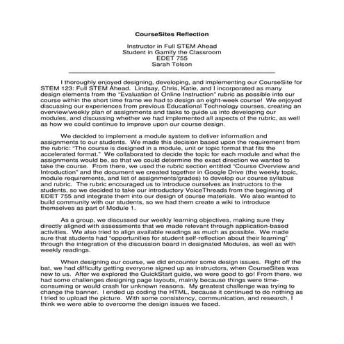 CourseSites Reflection