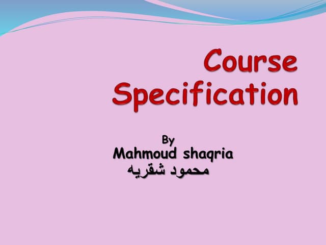 Course specification