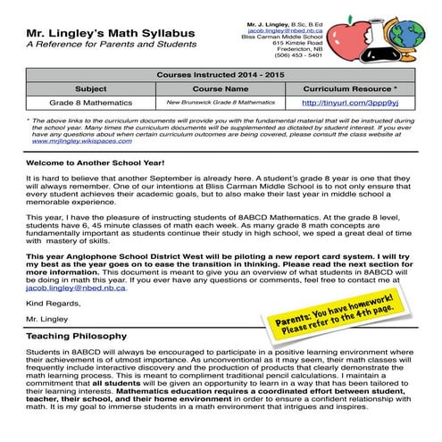 Mr. Lingley's Math Syllabus 