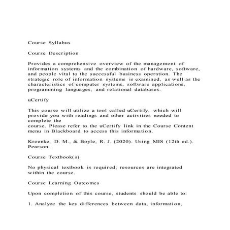 Course SyllabusCourse DescriptionProvides a comprehens