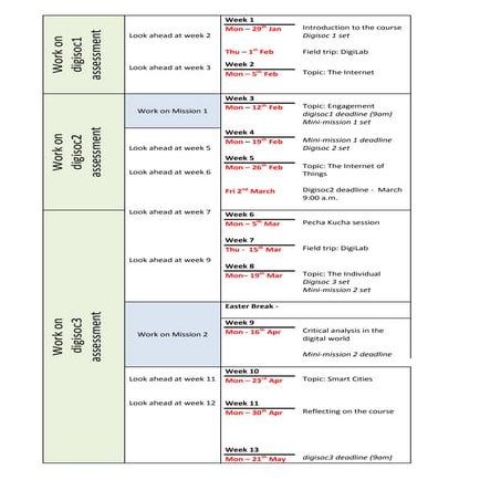 Digital Society Course unit calendar 2017 2018