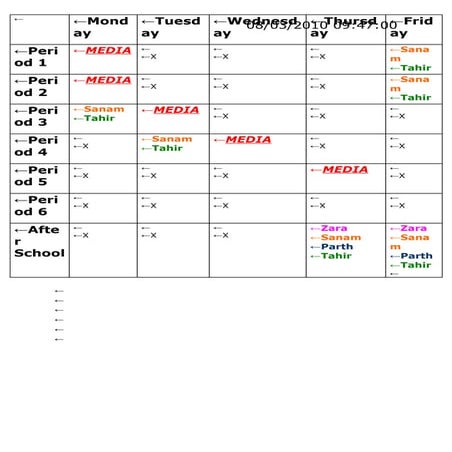 Coursework Timetable | DOC