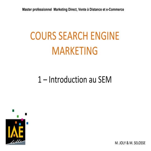 Cours Search Marketing -  1 Introduction - IAE Lille