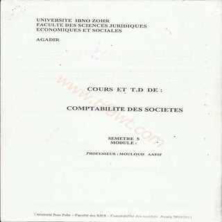 Cour de comptabilité de société +td