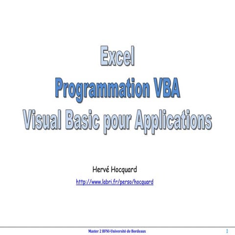 Cours VBA niveau 1 pour les débutants en VBA | PDF