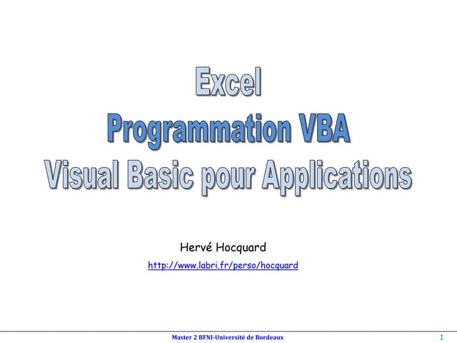 Cours VBA niveau 1 pour les débutants en VBA