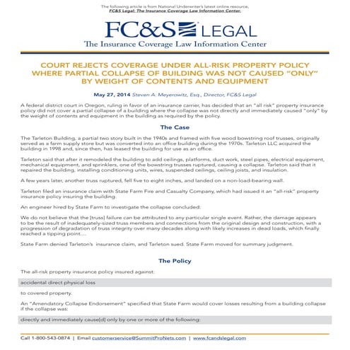 CONSTRUCTION DEFECT UPDATE - Insurance Coverage Litigation Section ...