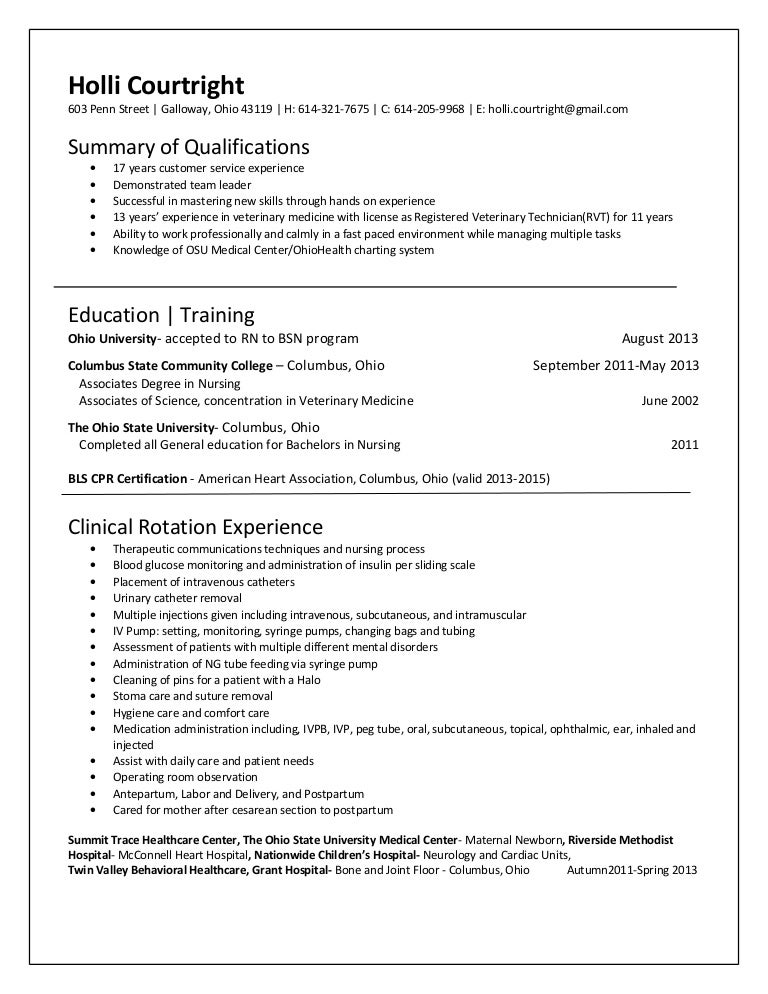 med surg resume