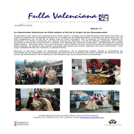 Fulla Valenciana_Boletín de difusión de la Casa de Valencia de Chile_Boletín ...