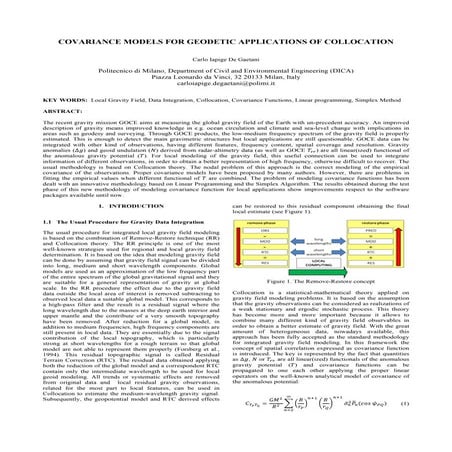 Covariance models for geodetic applications of collocation  brief version